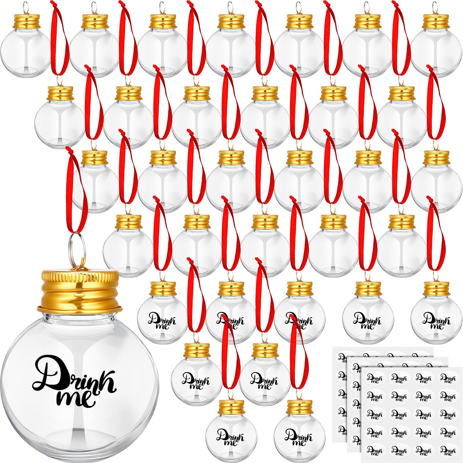Boules d'alcool de Noël or design raffiné lot de 48 suspensions chic