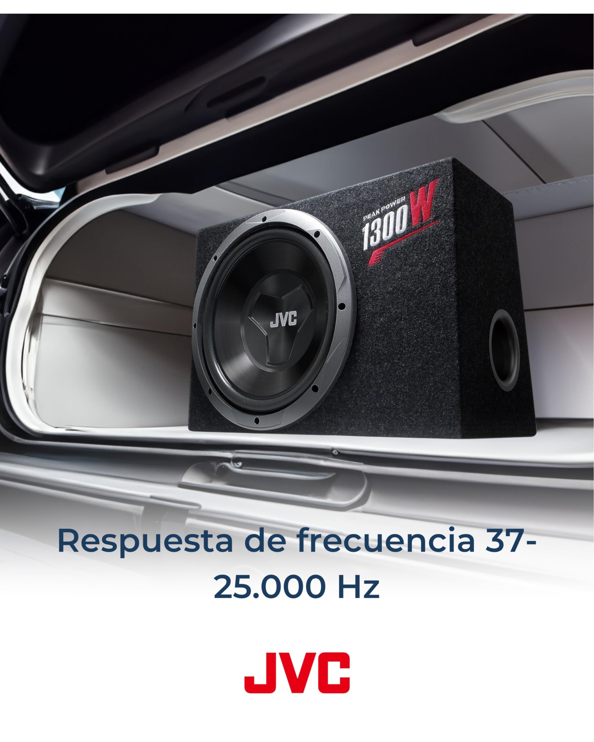 JVC CS-BW120 Equipo de Subwoofer de 300 mm | Caja de Tamaño Compacto y Fácil Instalación. Potencia Pico de 1300 W y Potencia Nominal de 150 W.