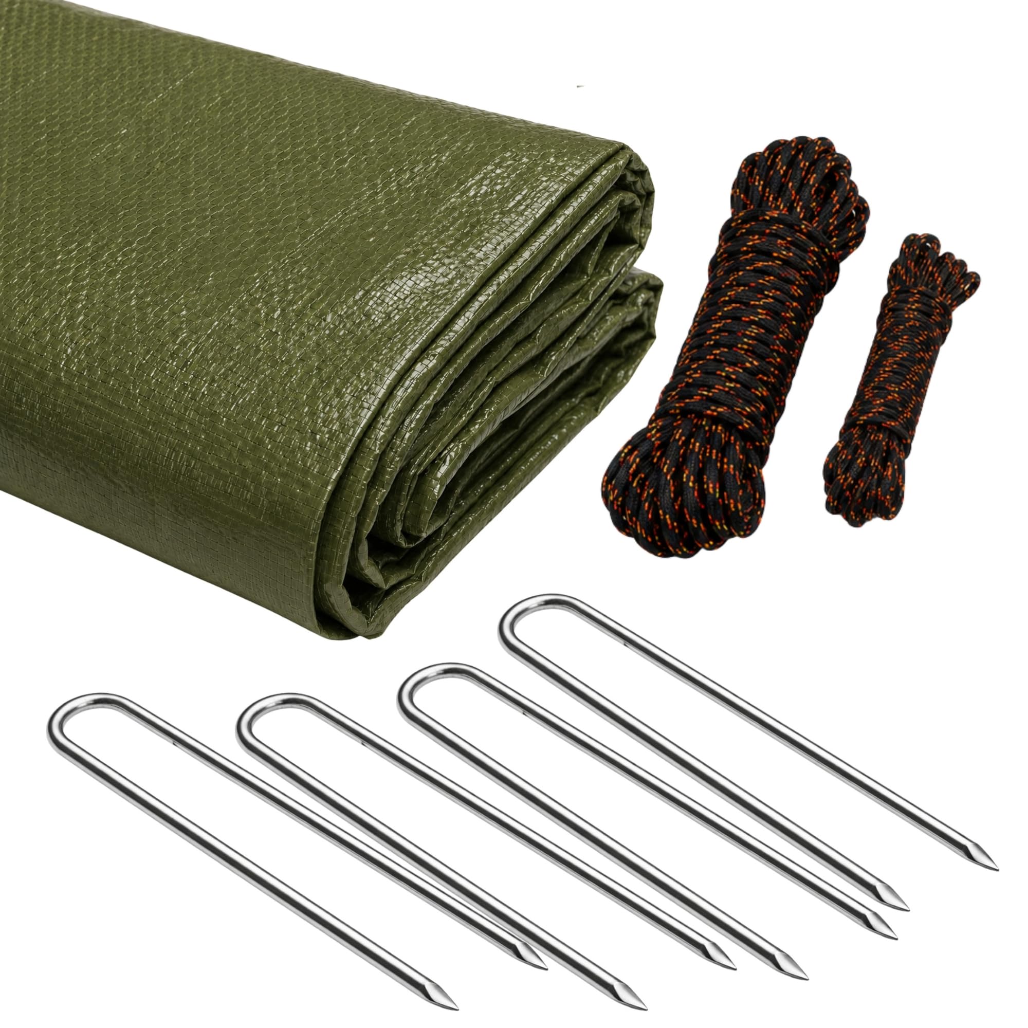 Tarp 3 x 3 m Imperméable, Bâche Camping avec Sardines | Sardines en Acier Inoxydable, Cordes de Fixation et Sac de Transport, Abri Outdoor pour Bivouac, Randonnée et Bushcraft