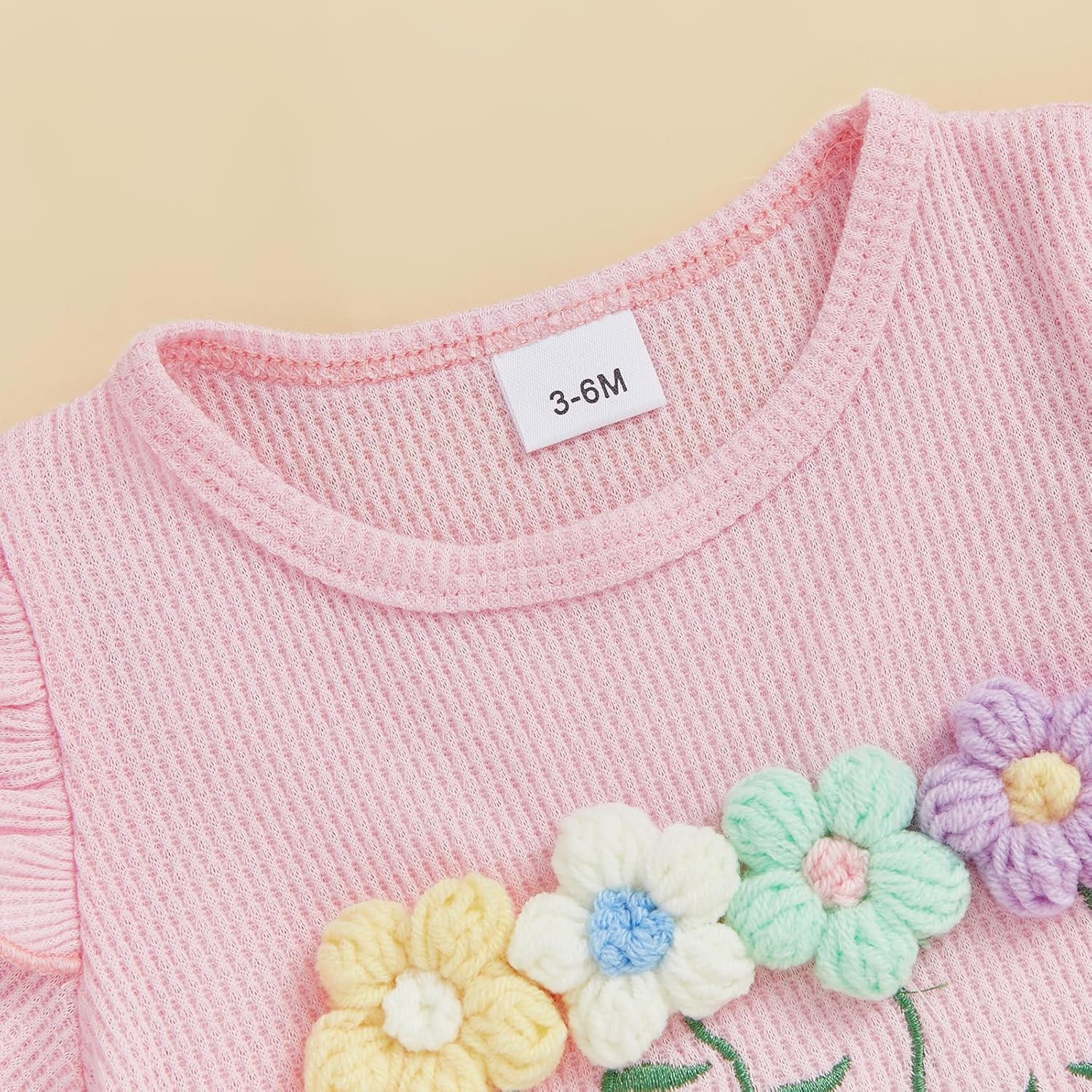 Newborn 3 6 12 18 Months Baby Girl Romper Summer Clothes Waffes Outfit 3D Flower Onesie Bodysuit Infant Girl Clothes - Image 5