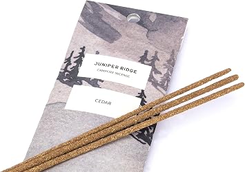 Juniper Ridge All-Natural Aromatic Campfire Incense - Long-Lasting Bamboo Sticks - Aromatherapy & Meditation Therapy - No Synthetic Fragrance - Cedar - 20 Count
