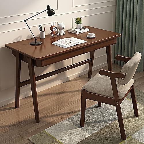 Escritorio moderno de mediados de siglo, escritorio para computadora de oficina en casa con 2 cajones, escritorio para laptop, mesa de estudio,