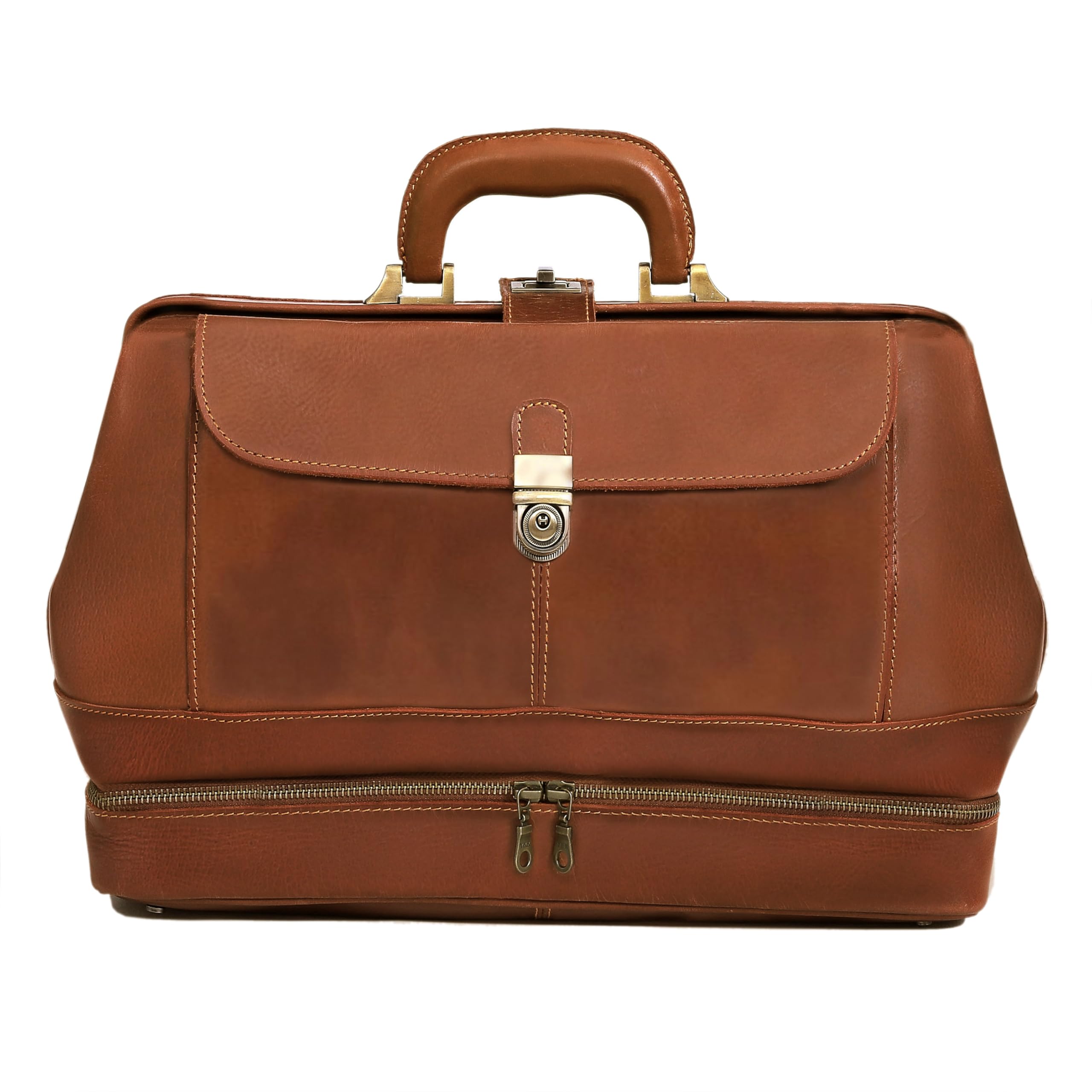 HLC Vintage Leather Briefcase Doctor Bag - Real Leather Briefcase - Style Handbag - Italian Handmade Medical Bag