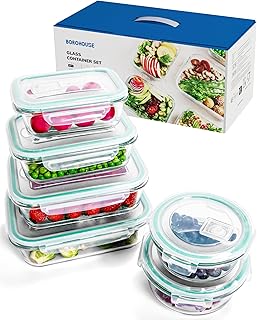 Frischhaltedosen Glas mit Deckel, 6er Set - Spülmaschinenfest, Ofen（-20℃~510℃）- & Gefrierschrankgeeignet - Meal Prep Glasbehälter, Luftdichte Vorratsdosen für Küche & Unterwegs