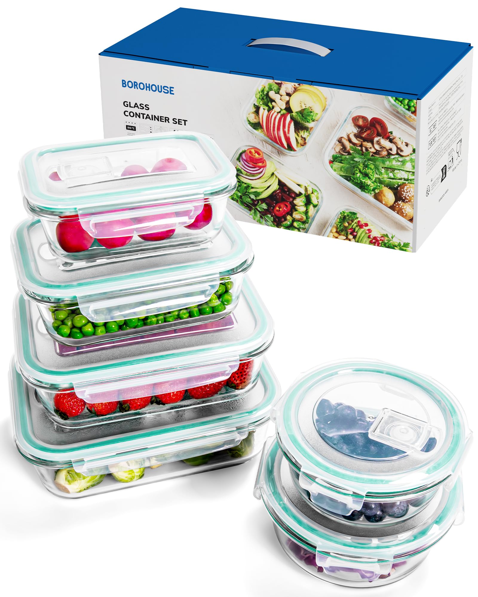 BOROHOUSE 6-Pack Glass Containers