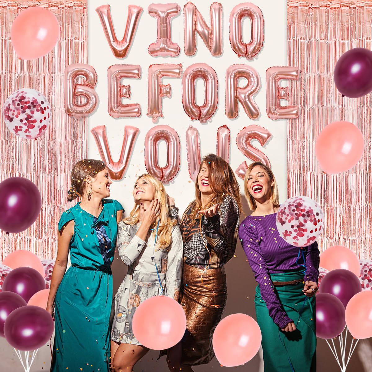 Tema del vino Despedida de soltera Decoraciones con Vino Antes de los votos Globo Banner Novia para ser Sash Botella de champán Vidrio Anillo de diamante Globo de aluminio