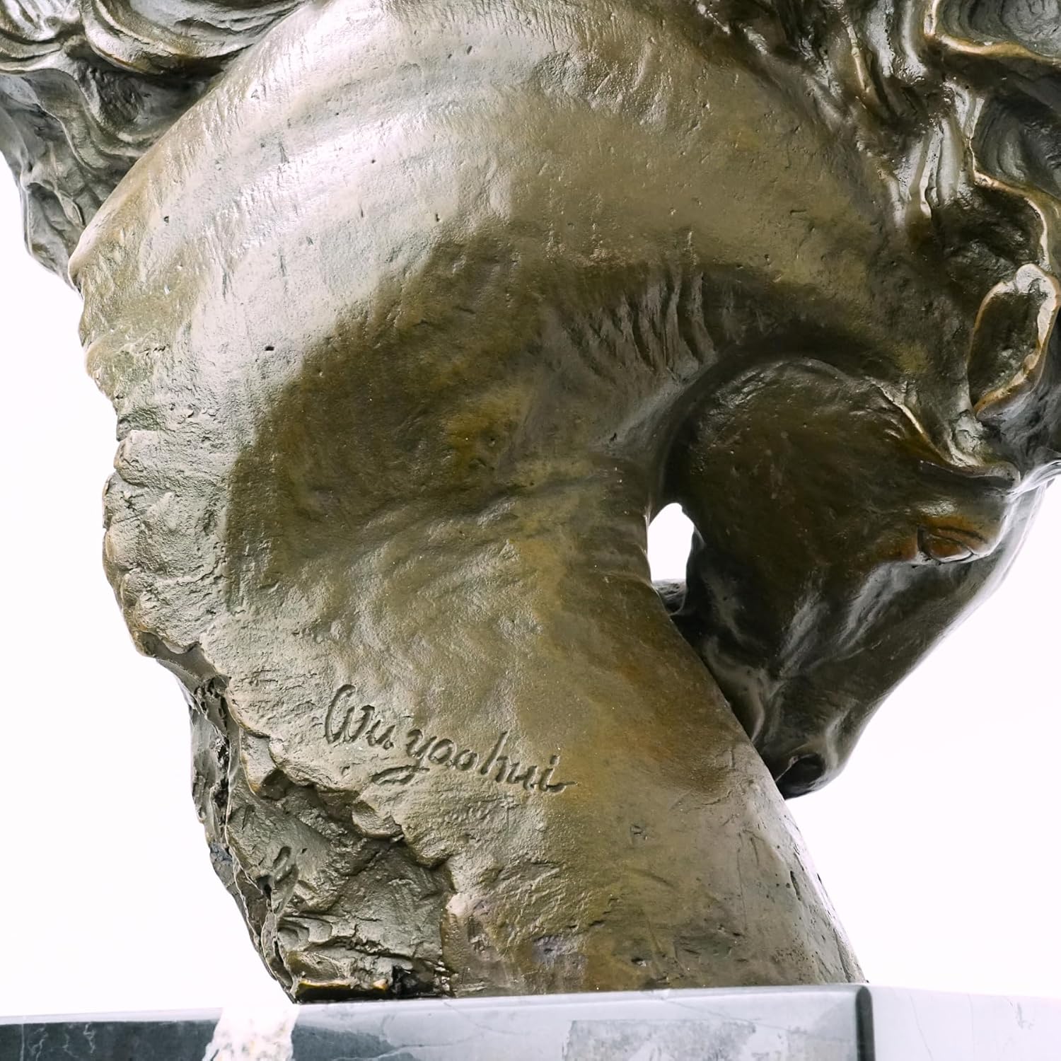 Bronze Horse Head Sculpture with Marble Base – Handmade Equestrian Horse Bust Statue for Home Decor, Office Desk, Art Collectors & Western Gifts – Solid Brass Animal Figurine (10.8 in Bronze)