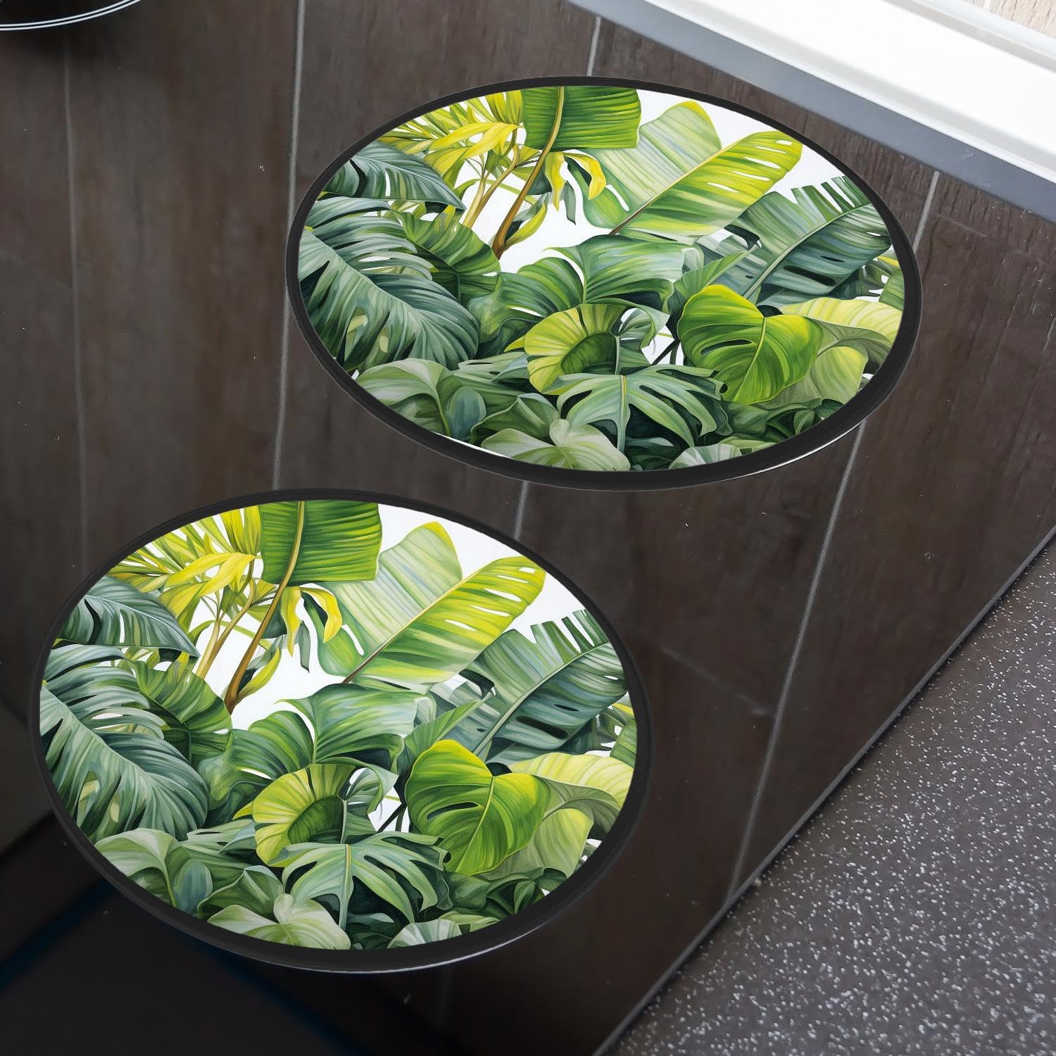 Tropical Palm Plants Flowers Art Set of 4 Stove Burner Covers - Premium Round Electric Stove Range Protectors,8 IN & 10 IN