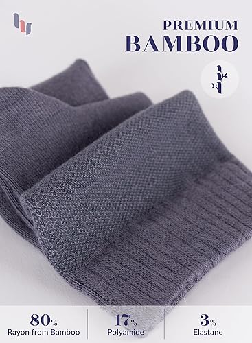 Vista 35 de Hugh Ugoli Calcetines para diabéticos para hombre, calcetines tobilleros sueltos, bambú, extra anchos, finos, sin costuras, parte superior no 17