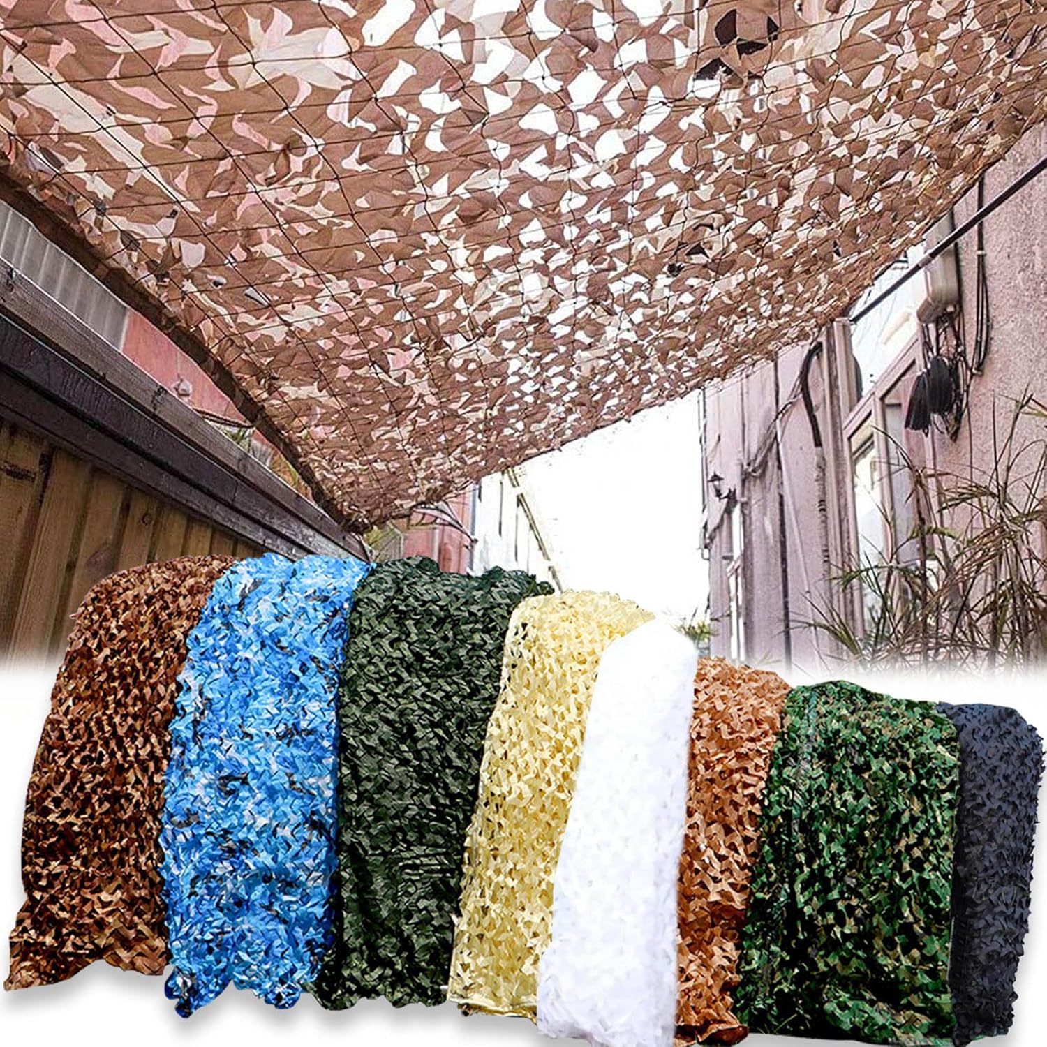 Camo Netting 210D Oxford Fabric Sunshade Canopy Cover Outdoor Sunscreen Camouflage Net for Hunting Blind Shooting Camping Military Theme Party Decorations