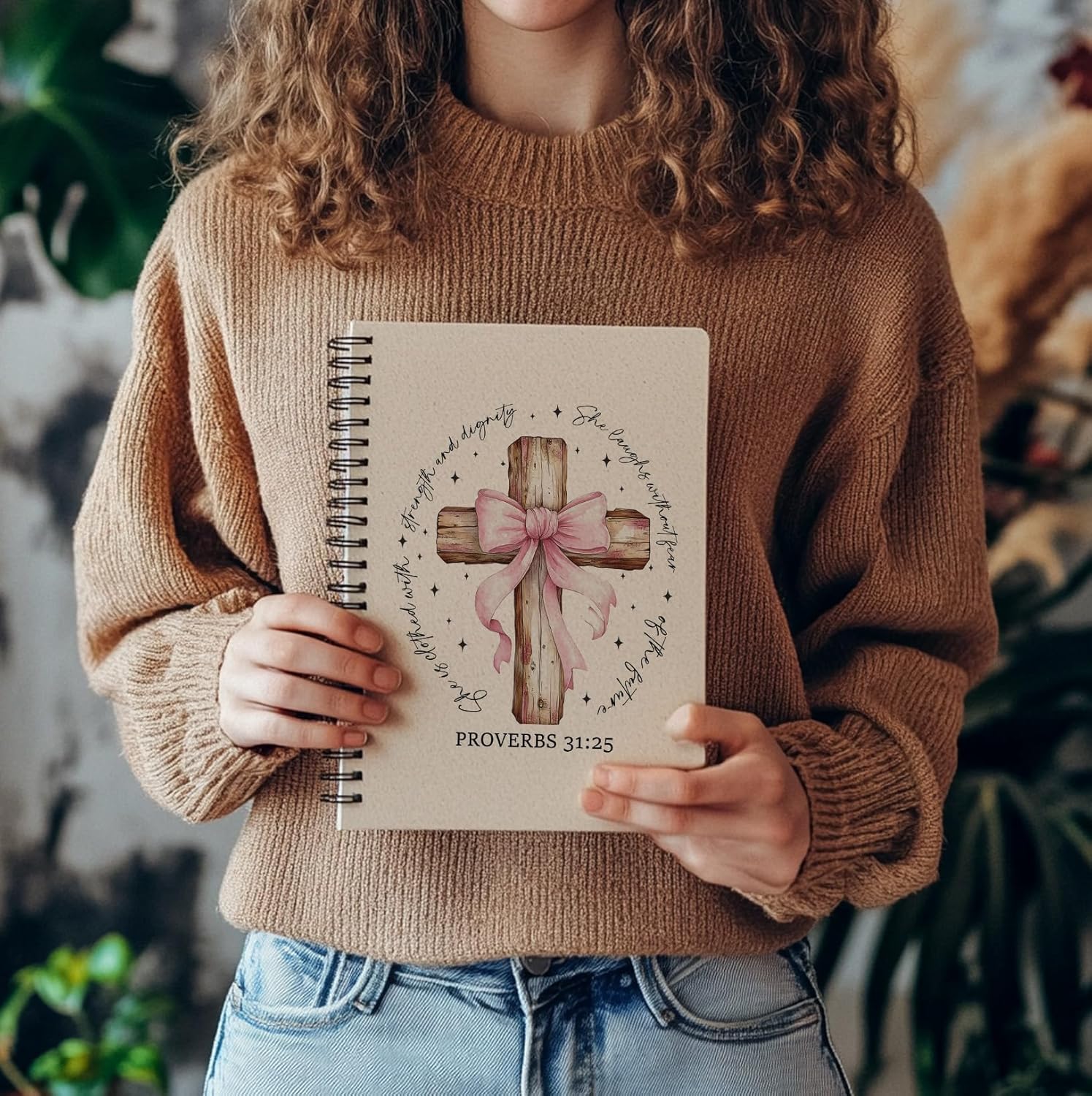 Coquette Pink Bow Christian Cross Spiral Notebook, Proverbs 31 Woman Gifts, Religious Prayer Journal for Women, Scripture Journal, Bible Notebooks for Note Taking, 5.5x8.3 Inch - Image 6