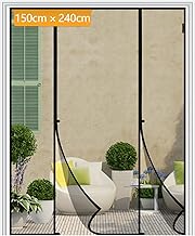 Yotache 150 x 240 cm Fly Screen Double Door, No Drilling, Insect Protection for Sliding Door Balcony Door, Tear-Resistant, Focused Magnets for Faster Closure, Black Door Frame Dimensions