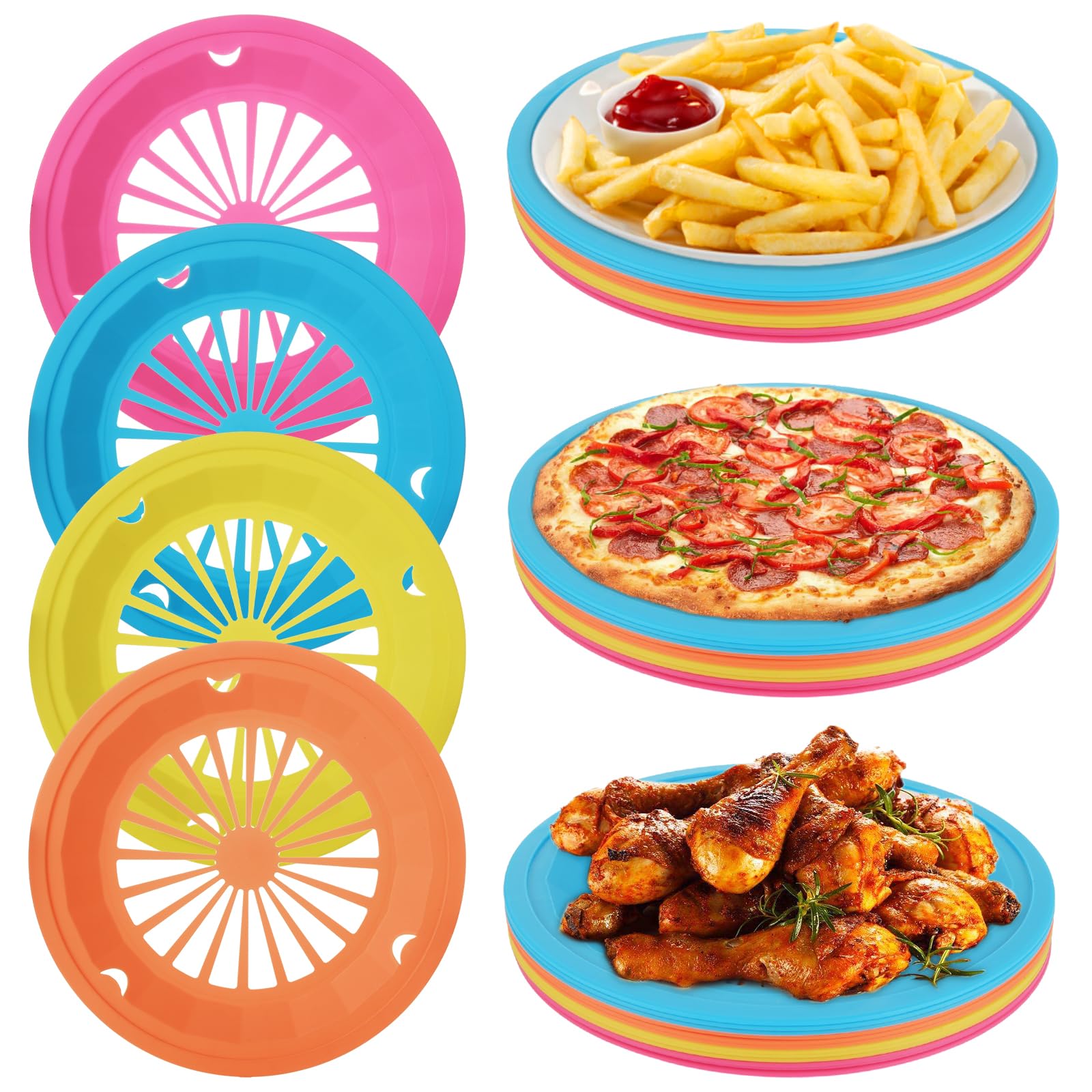 Soportes de plástico para platos de papel WOPPLXY de 10 pulgadas en varios colores, 32 piezas