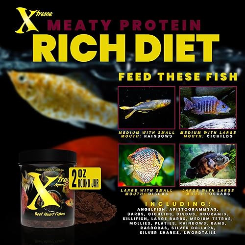 Miniatura 10 de Xtreme Beef Heart Flakes - Alto contenido en proteínas, rico en nutrientes para peces tropicales y de agua dulce, apoya el crecimiento, mejora del