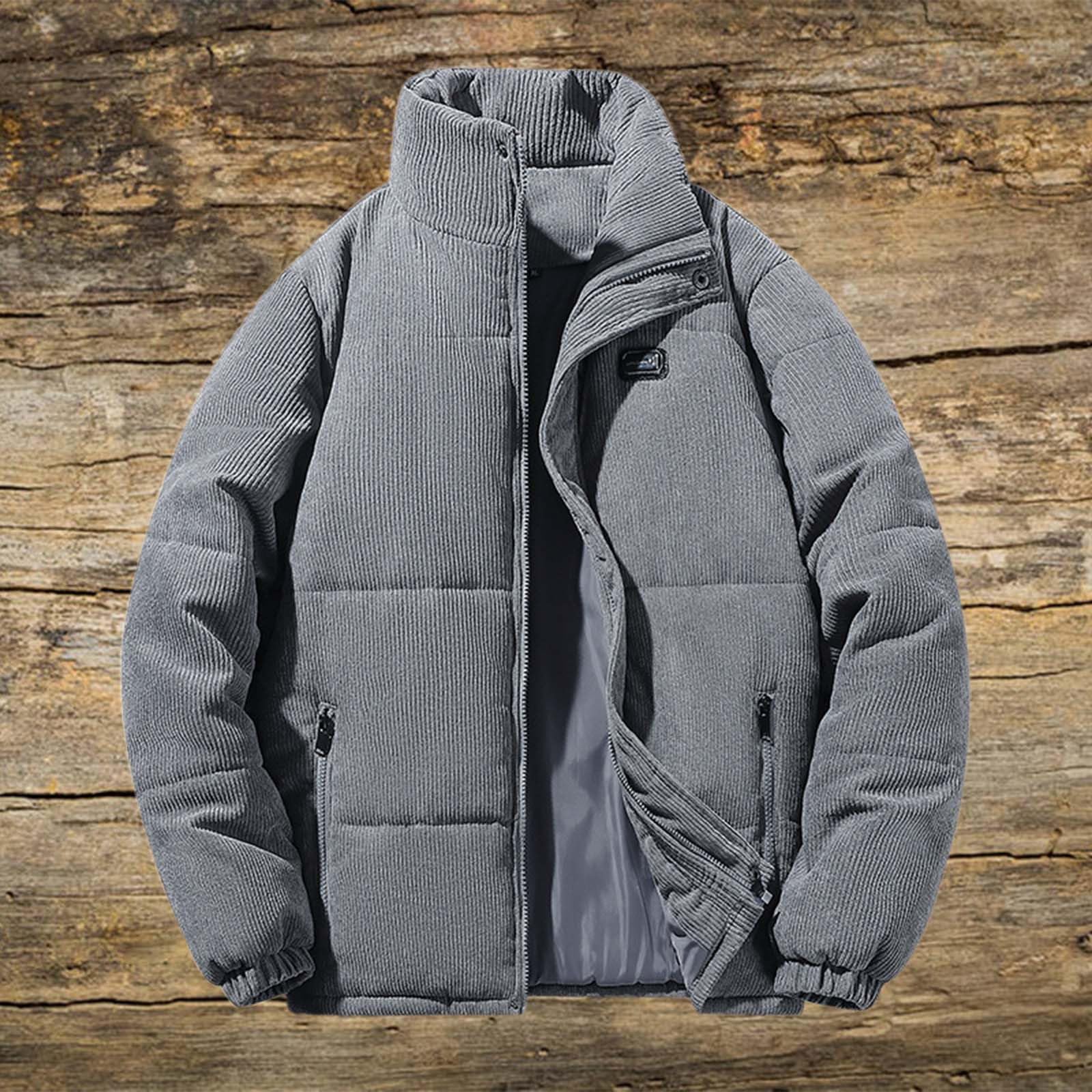Chaqueta Hombre Bomber - s de pana para, con cremallera completa, cuello alto, forro polar largo, estilo camionero, con bolsillos
