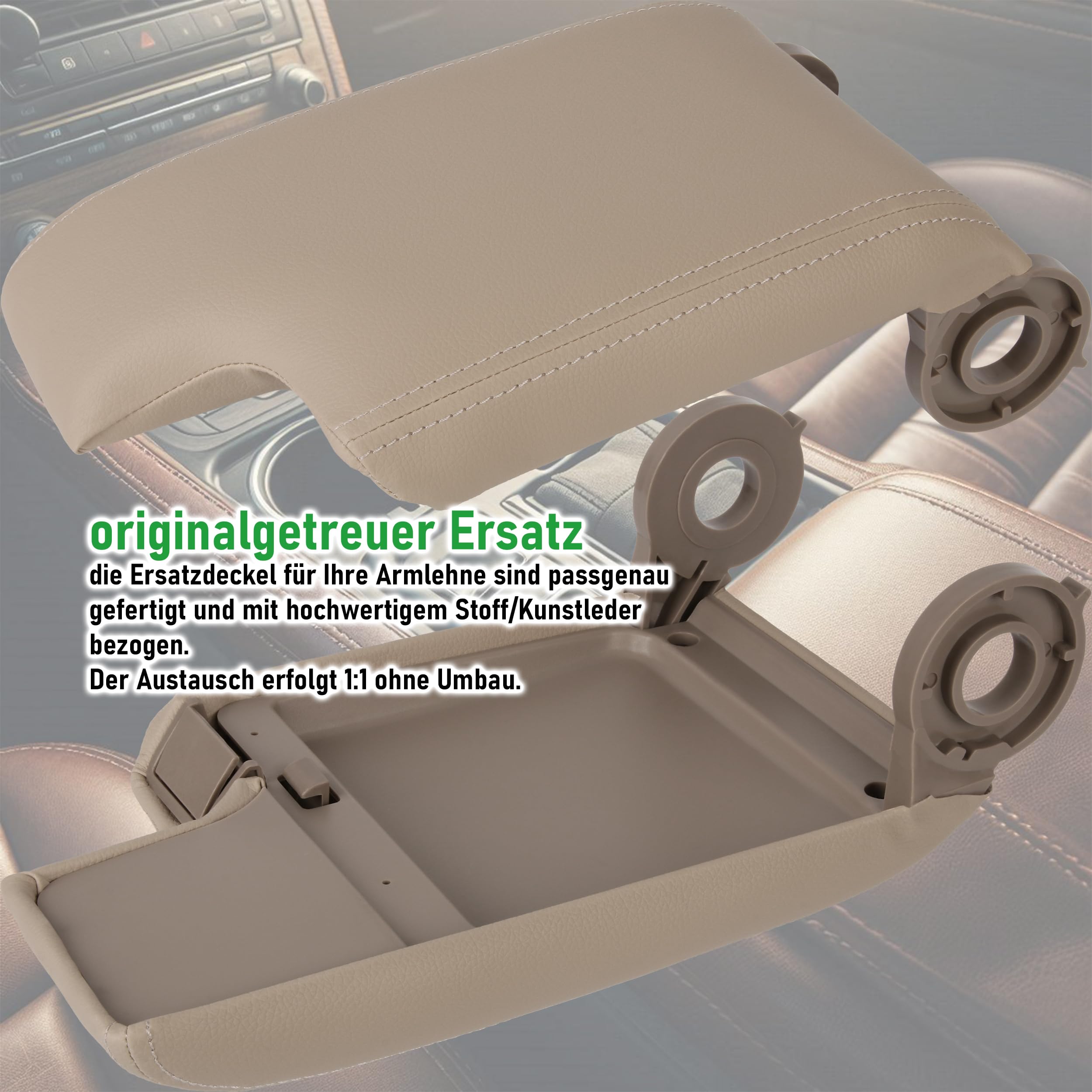 RECAMBO Tapa de reposabrazos central de repuesto compatible con BMW Serie 3 E46 de 1998-2007, color Beige - ajuste robusto - aspecto cercano al original - mecanismo duradero - instalación rápida
