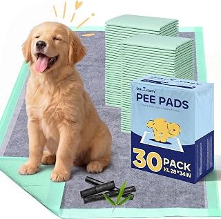 Pawtasy Charcoal Puppy Pads, 30 Count, 28" x 34" Large Dog Pads | Disposable Dog Training Pads with Odor Control, Pee Pads for Dogs, Wee Wee Pads