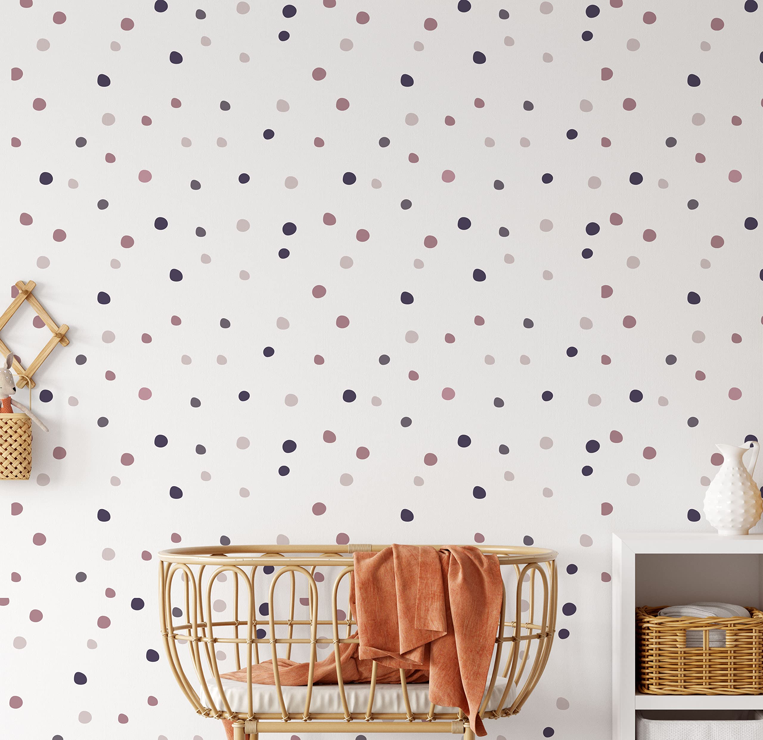 Quotemywall Girls Purple & Pink Mini Irregular Polka Dot Wall Stickers Purple & Pink Circle Spot Wall Decals For Kids Childrens Bedroom Nursery Peel & Stick Wall Art [180 Pack] (Purple & Pink Mini)