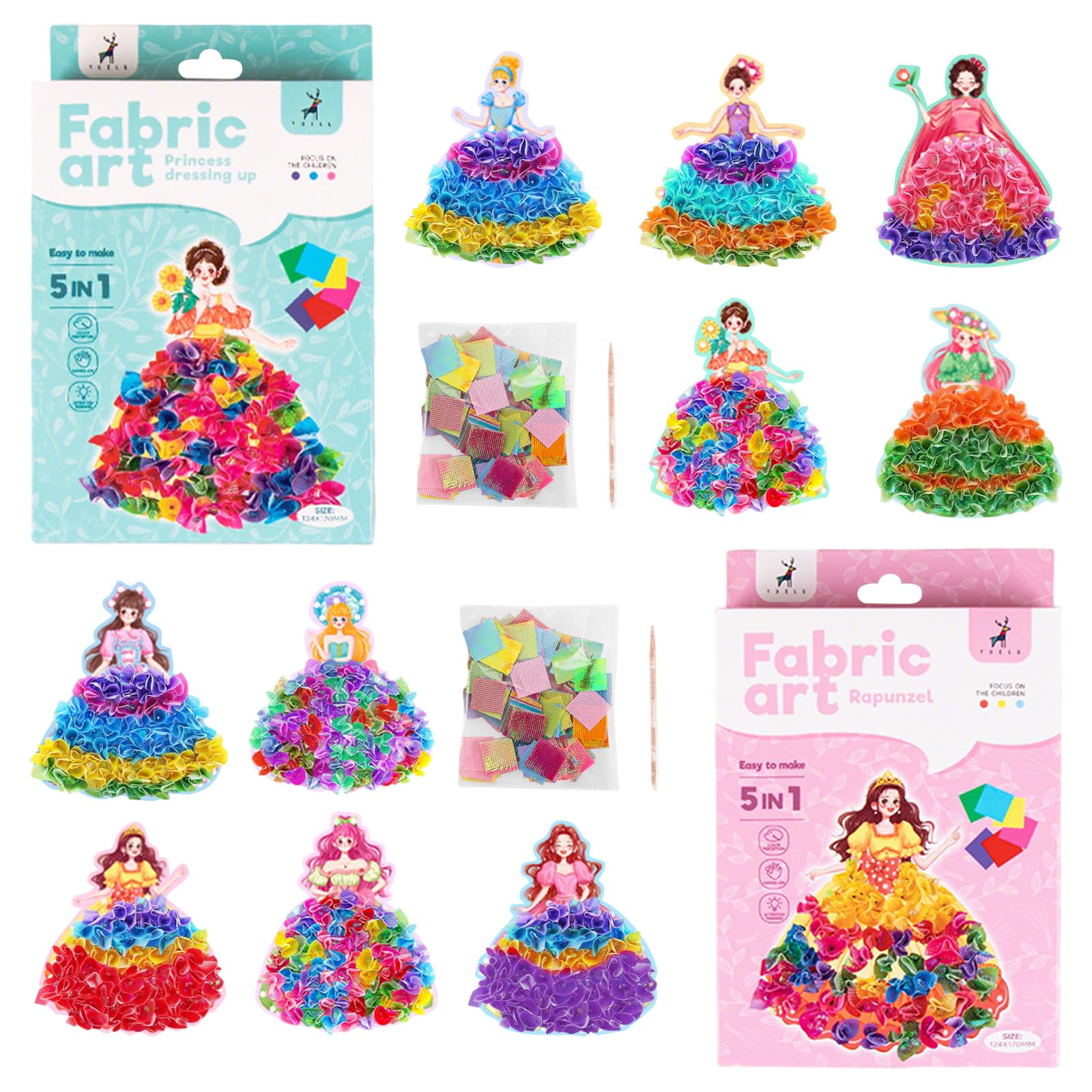 Xqzbmt 10 Pcs Poke in Art Kit for Girl, Party Princess Mess Free Kids' Paper Craft Kits, Poke Art Craft Supplies for Girls Age 3-10, Creative Activity Set for Birthday & Festival Gifts