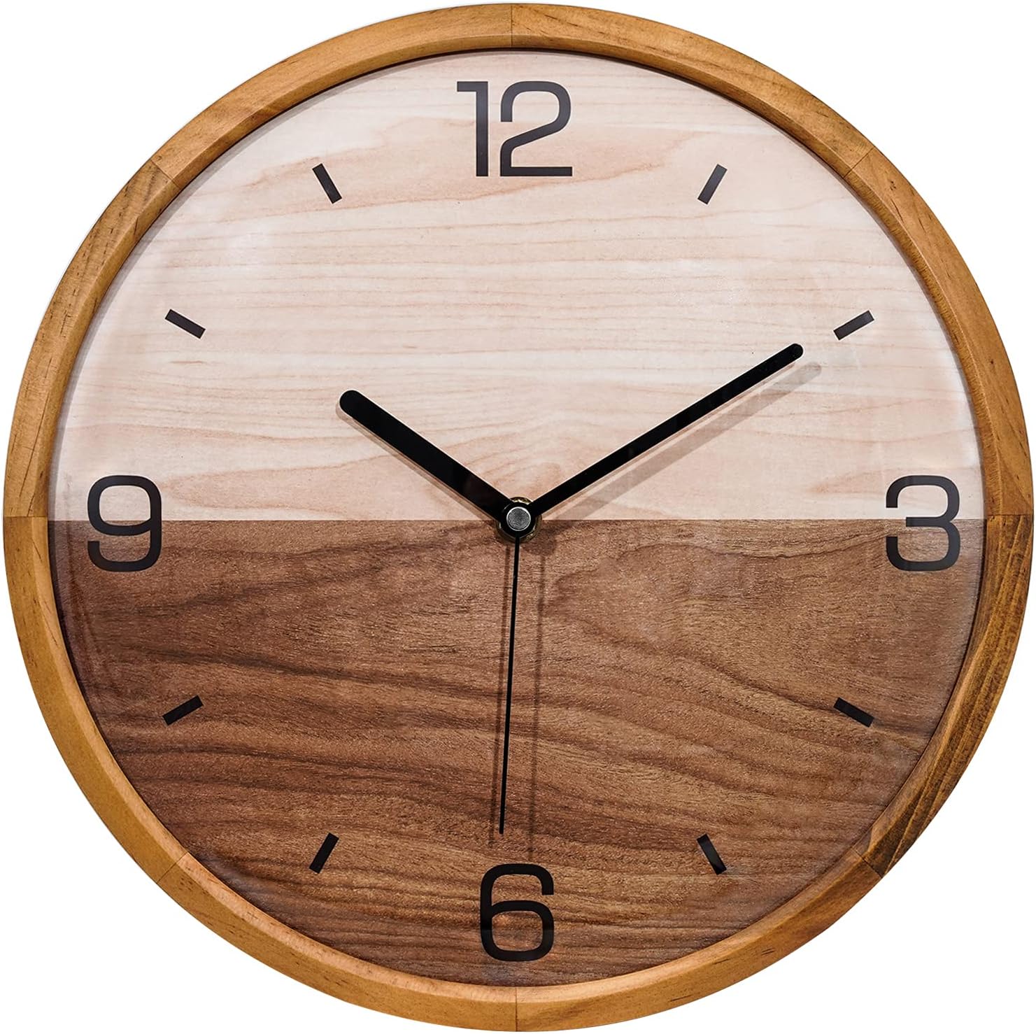 UberDeco 12 inches super slim wooden frame wall clock with dome glass
