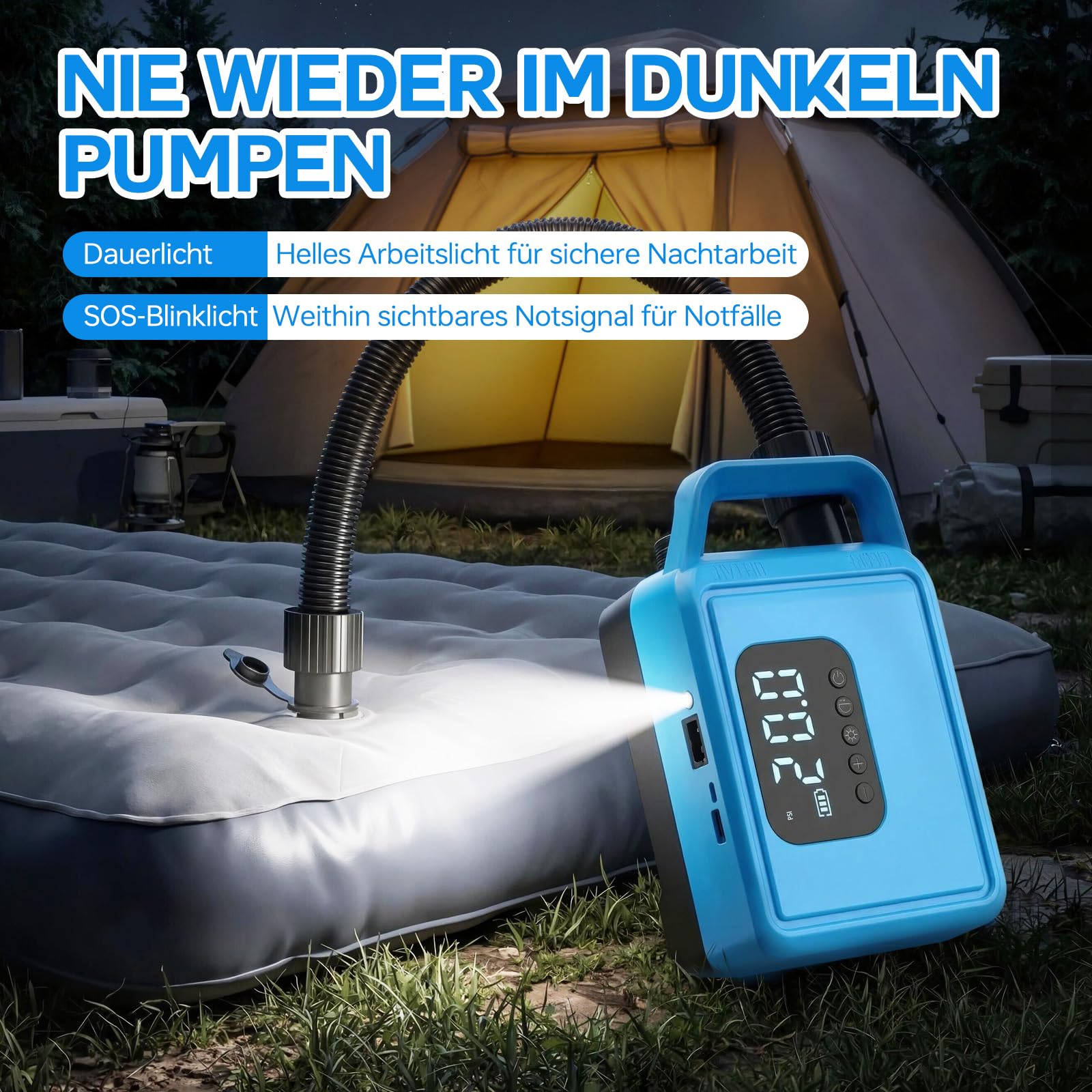 Pompe SUP électrique, rechargeable, sans fil, compacte, pour kayaks, tentes et matelas pneumatiques
