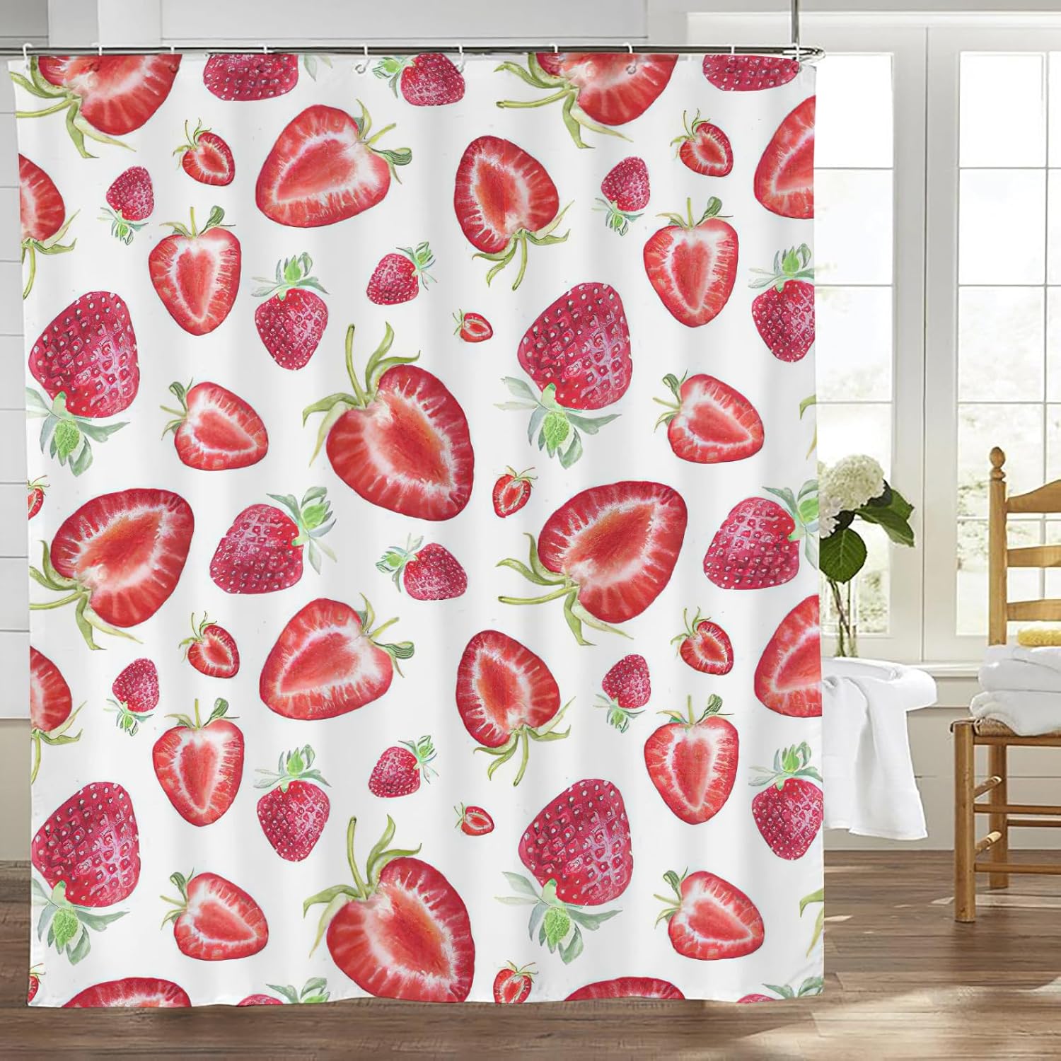 Amazon.com: eiffecho Cute Strawberry Shower Curtain Summer Tropical ...