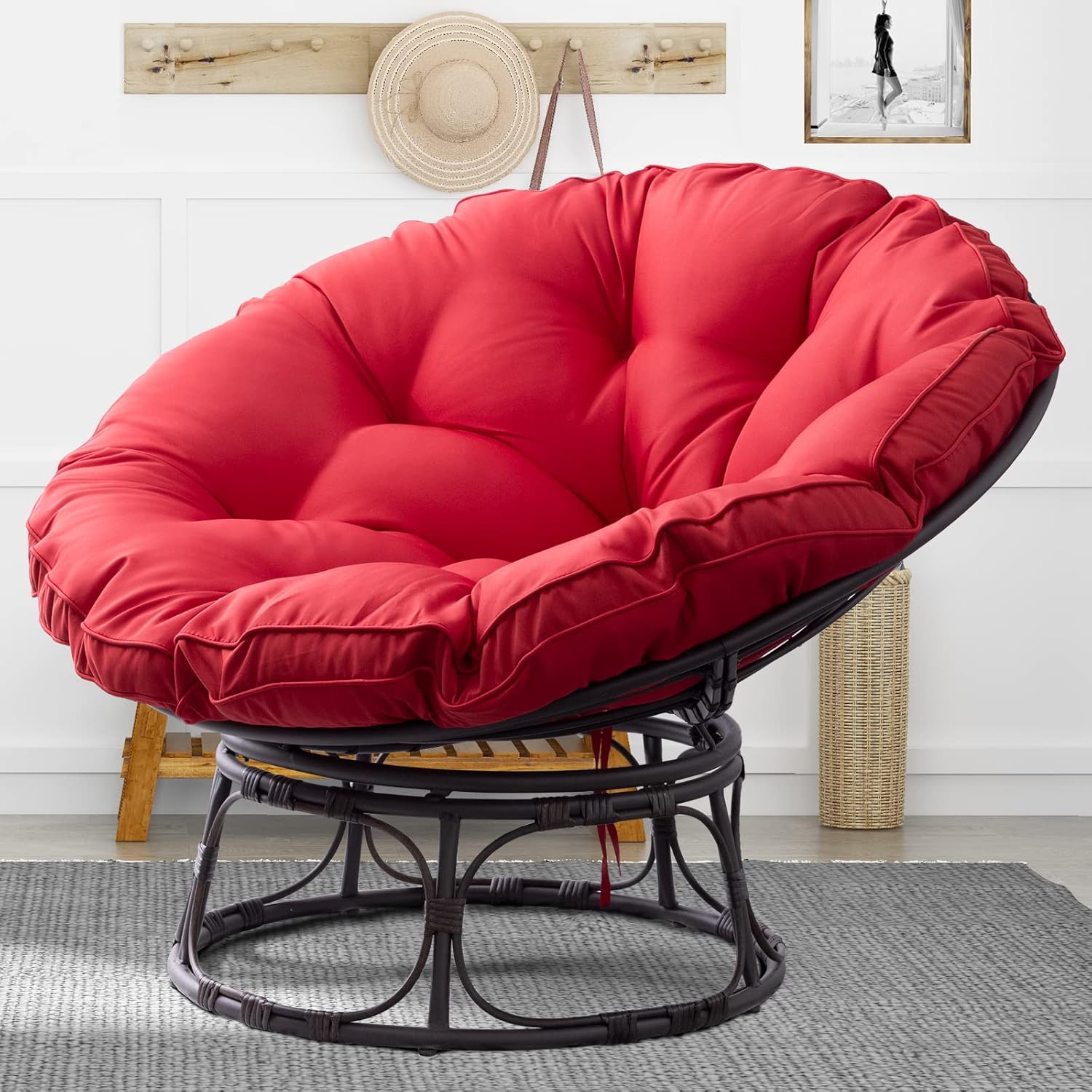 Gardenbee Papasan Chair with Cushion and Frame 46'' Wicker