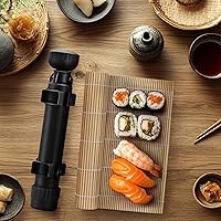 Vista 7 de Kit de fabricación de sushi, rodillo de sushi mejorado de 11.8 pulgadas, kit de sushi para hacer sushi, sushi bazooka fácil de hacer, color negro