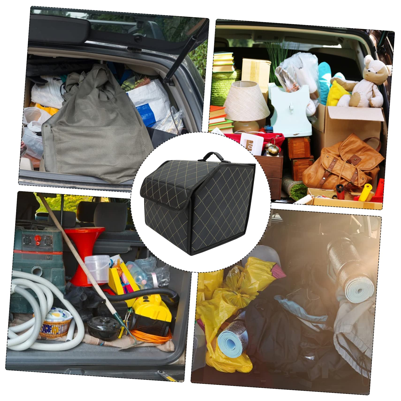 Gatuida Organizzatore Riordino Pratico Pieghevole per Bagagliaio Auto in Cuoio, Facile da Pulire, Resistente All'acqua per Auto