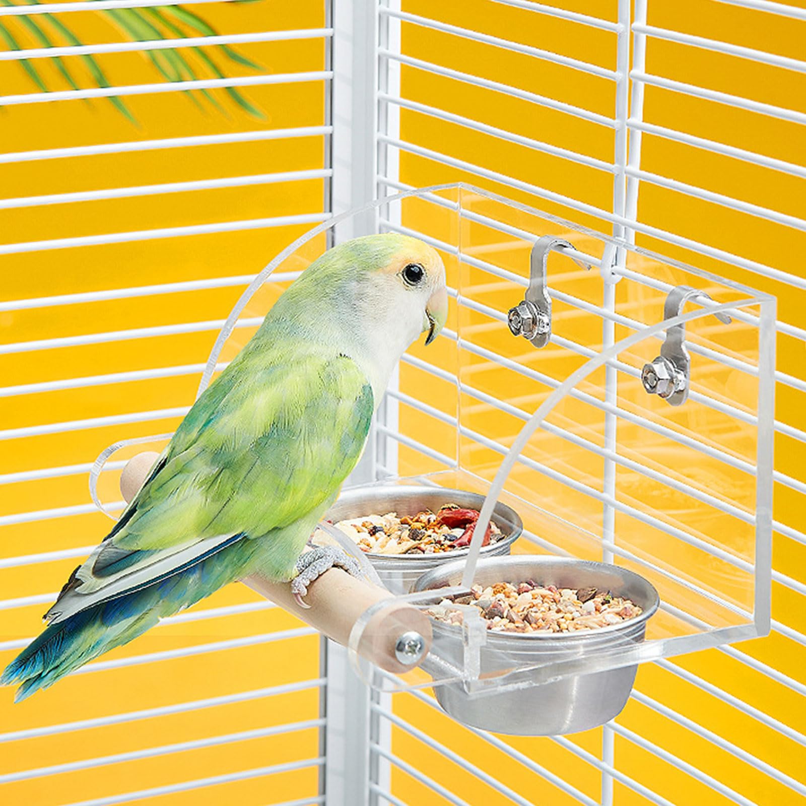 Amazon | 屋内鳥の餌箱耐久性ステンレス鋼インコ食品容器ケージに簡単