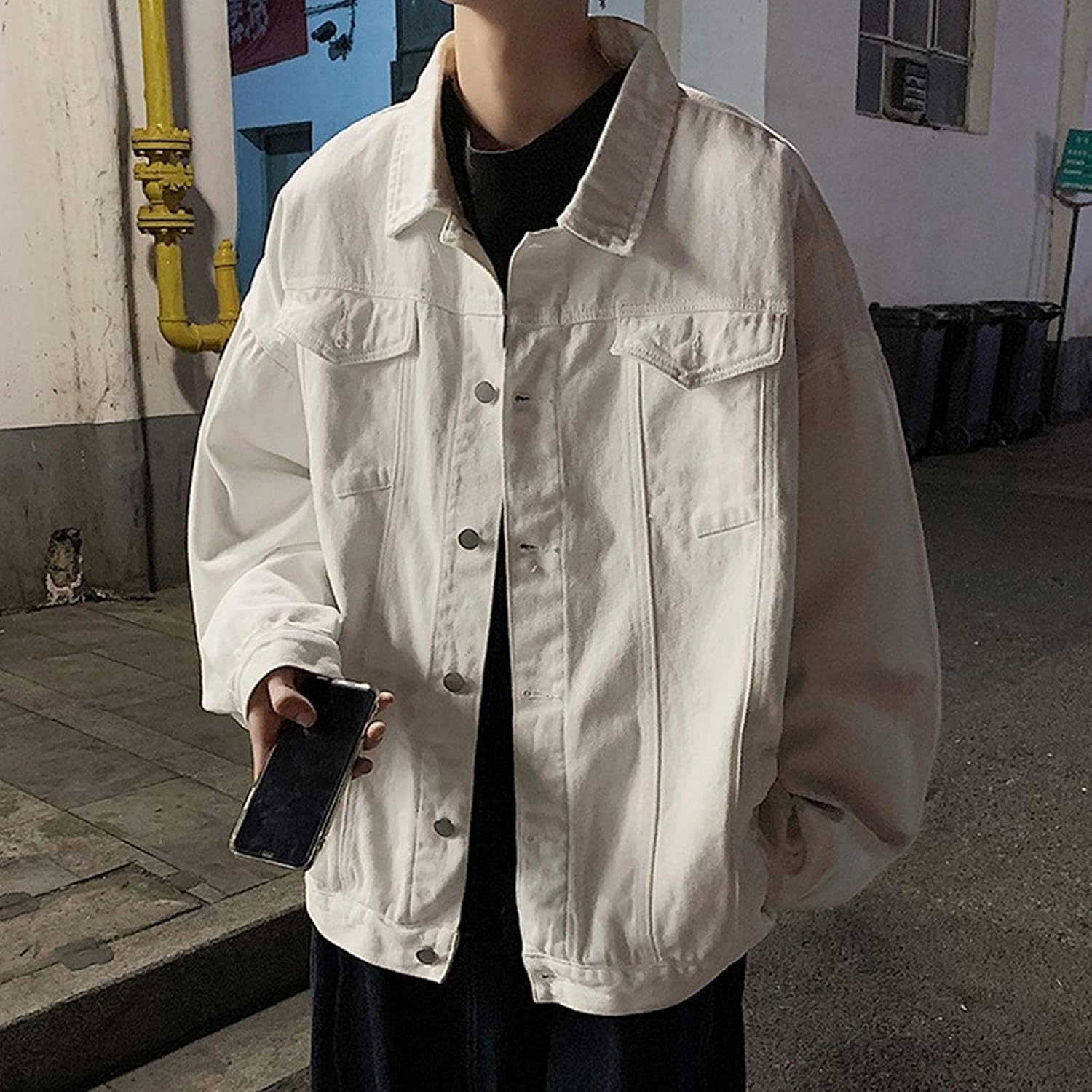 Men Fashion Button Work Denim Jacket Casual Handsome Outdoor Travel Jean Jacket Spring Young Fresh Denim Outerwear