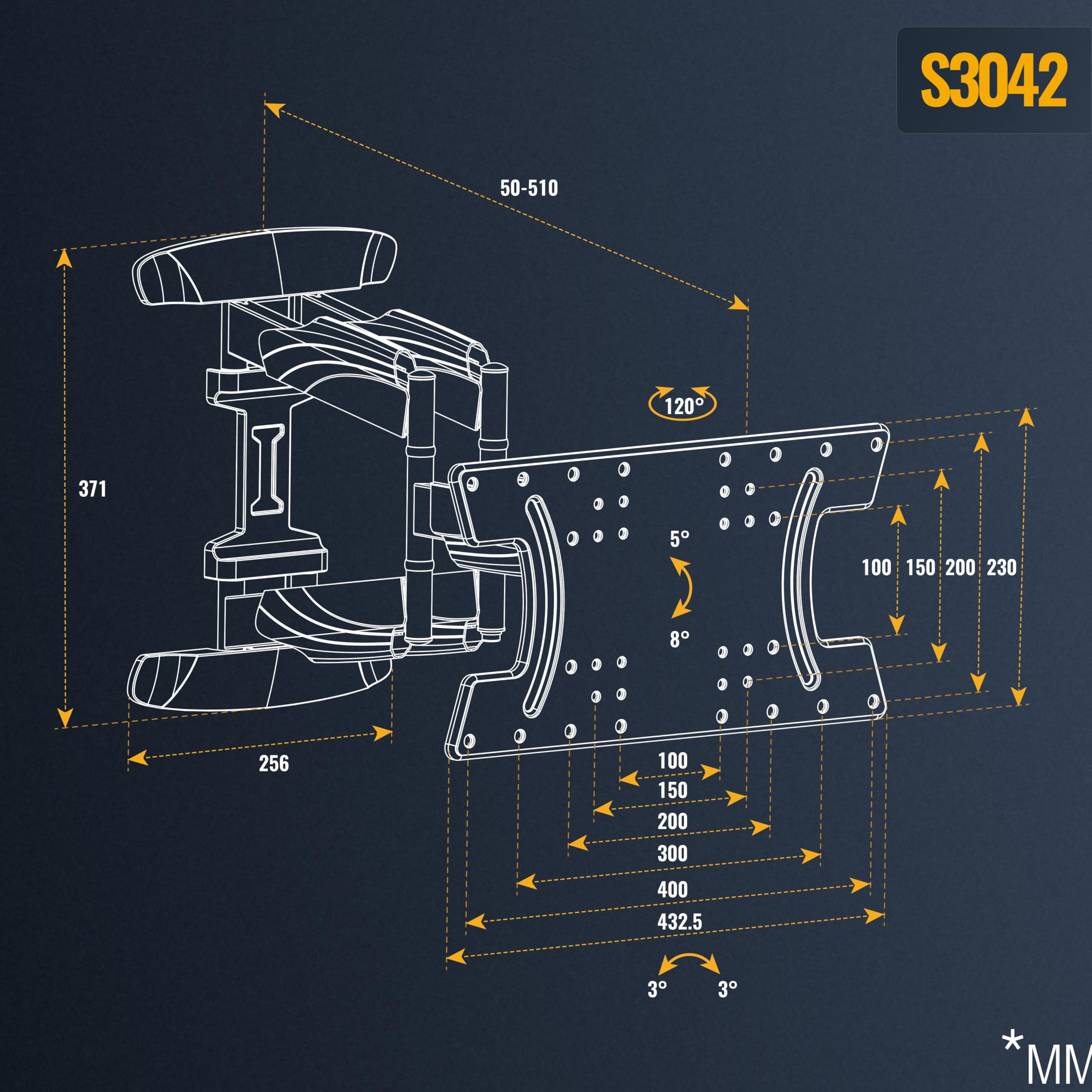 RICOO S3042 Supporto TV da parete Staffa TV 32-55 pollici per 32 55 pollici girevole inclinabile fino a 30 kg max VESA 400x200