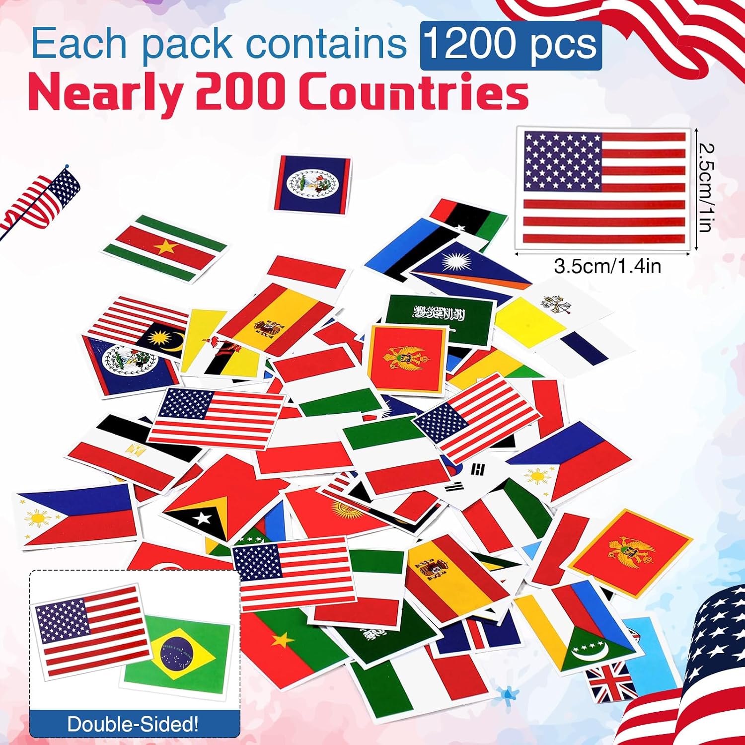 Marspark 1200 Pcs Mini International World Flag Confetti 1 Inch image 2