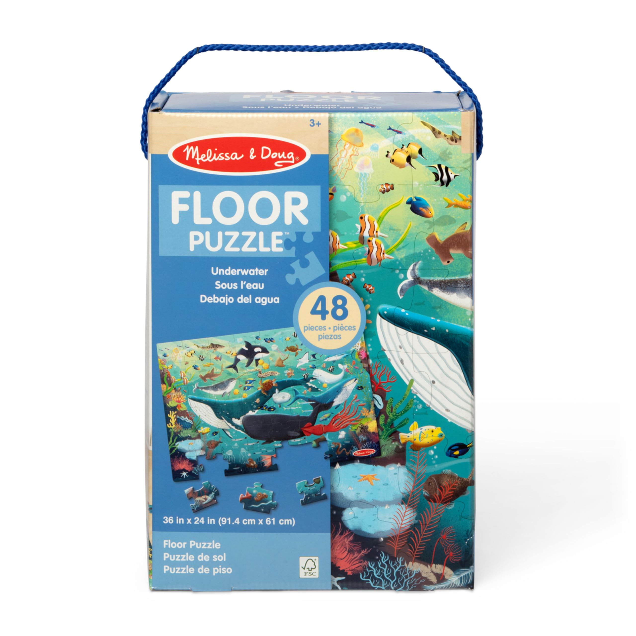 Melissa & Doug ¡Nuevo! Rompecabezas de piso submarino de 48 piezas