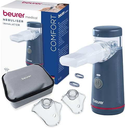 Beurer IH 49 Aerosol, dispositivo di inalazione portatile per bambini e adulti, per raffreddore, asma e altre malattie respiratorie, batteria ricaricabile, particolarmente silenzioso, con tasca