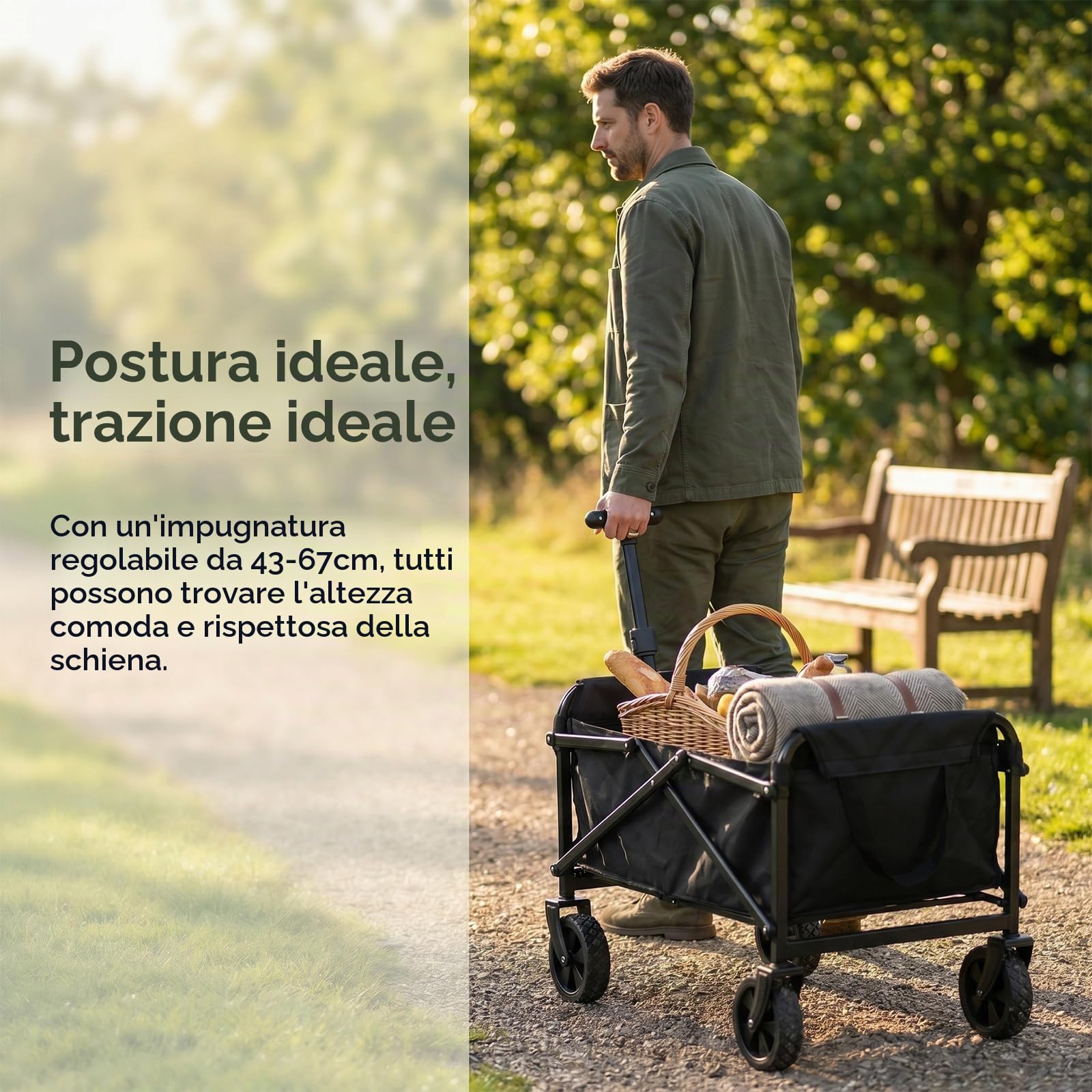 Carrello pieghevole leggero e compatto, pieghevole, portata 50 kg, con manico regolabile, salvaspazio, per la spesa, campeggio, spiaggia, gite, tessuto Oxford, nero, mini