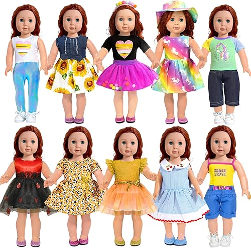 Accesorios de ropa para muñecas de 18 pulgadas, 18 piezas, vestido para muñecas de 18 pulgadas, regalo de Navidad para niñas