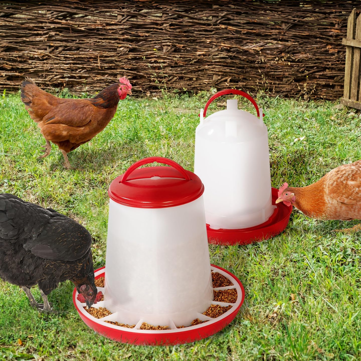 IDMarket - Lot mangeoire 3 KG et Abreuvoir 3L pour Poules et volailles — vue 3