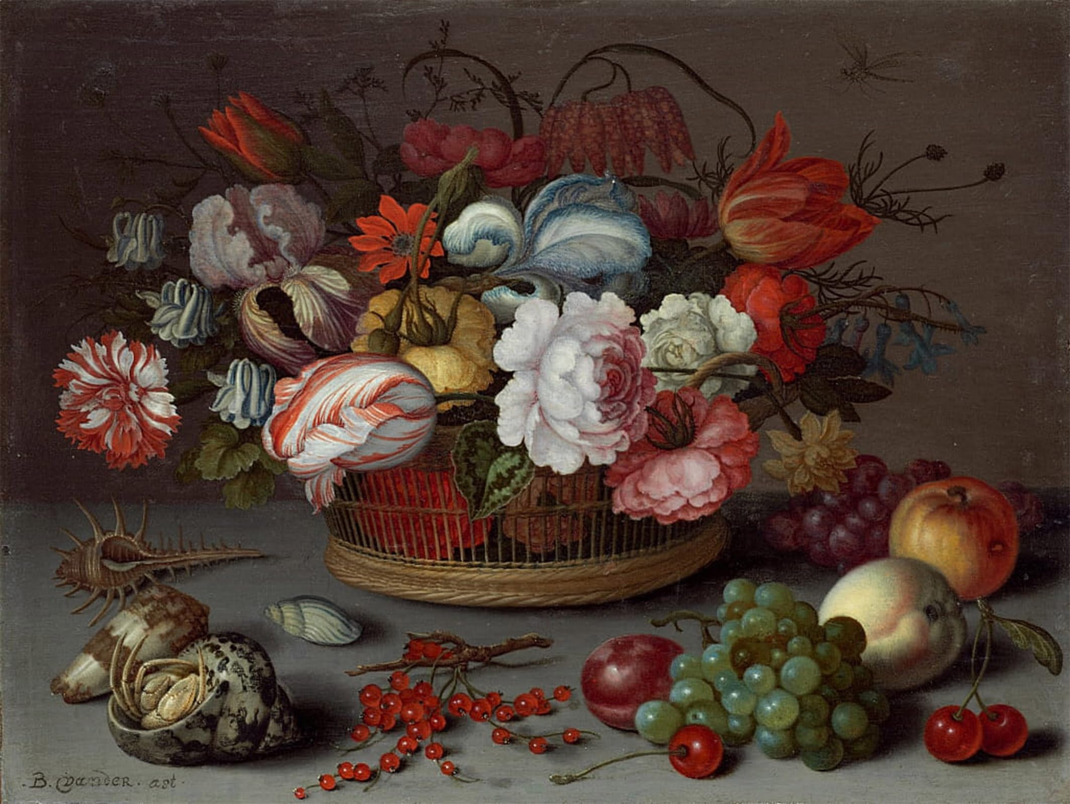 SERENDIPITP Vintage Wall Art Canvas Nordic Poster Canvas Print Picture Basket of Flowers by Balthasar Van Der Ast Wall Art Poster for Home Decor 60x90cm