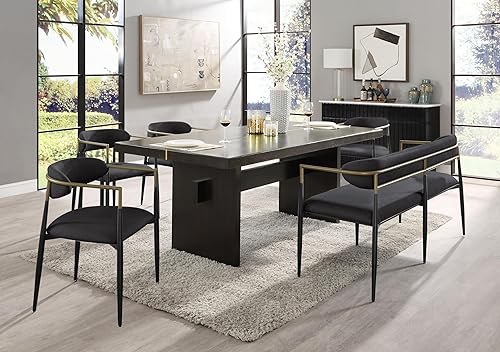 Miniatura 9 de Acme Jaramillo - Silla auxiliar tapizada en madera y tela, color negro (juego de 2)