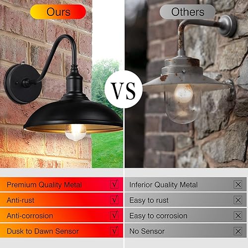 Miniatura 7 de Naurham Lámparas de granero para exteriores, del atardecer al amanecer, iluminación exterior de granja para casa con parte inferior antiestanque,