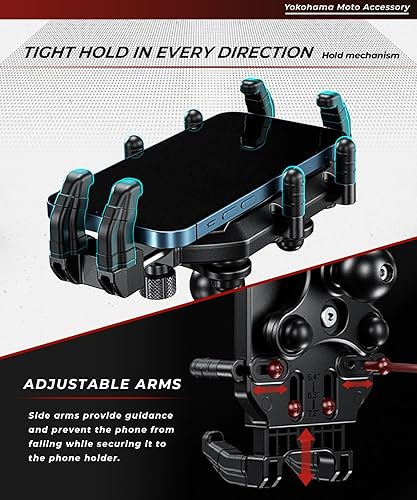 Miniatura 7 de Kaedear KDR-M26C - Soporte para teléfono inteligente para motocicleta, absorción de vibraciones, cuerno de diablo integradomontaje de aire