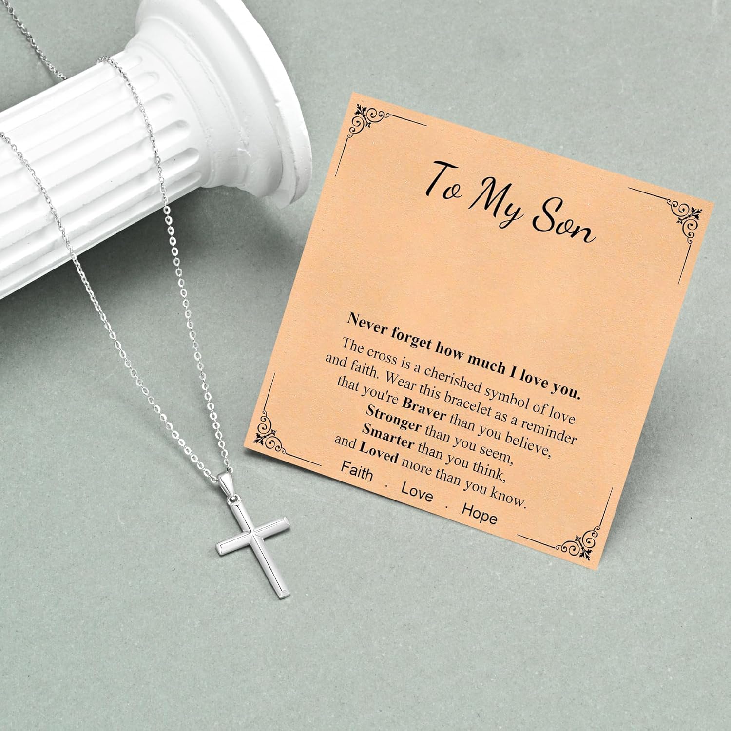 925 Sterling Silver Cross Necklace for Men - Silver Small Cross Pendant Necklaces for Dad/Son/Grandson/Brother Simple Christian Faith Religious Gifts Easter Birthday Confirmation Baptism - Image 8