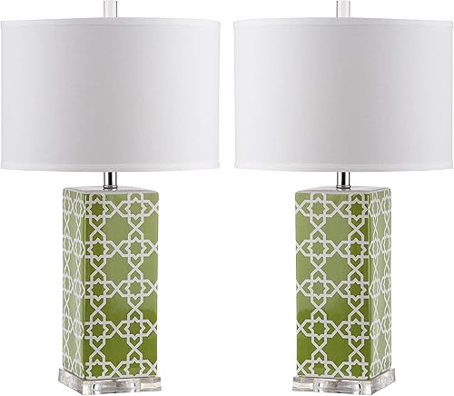 Miniatura 9 de SAFAVIEH Lighting Collection Quatrefoil - Juego de 2 lámparas de mesa modernas y contemporáneas de 27 pulgadas para dormitorio, sala de estar,