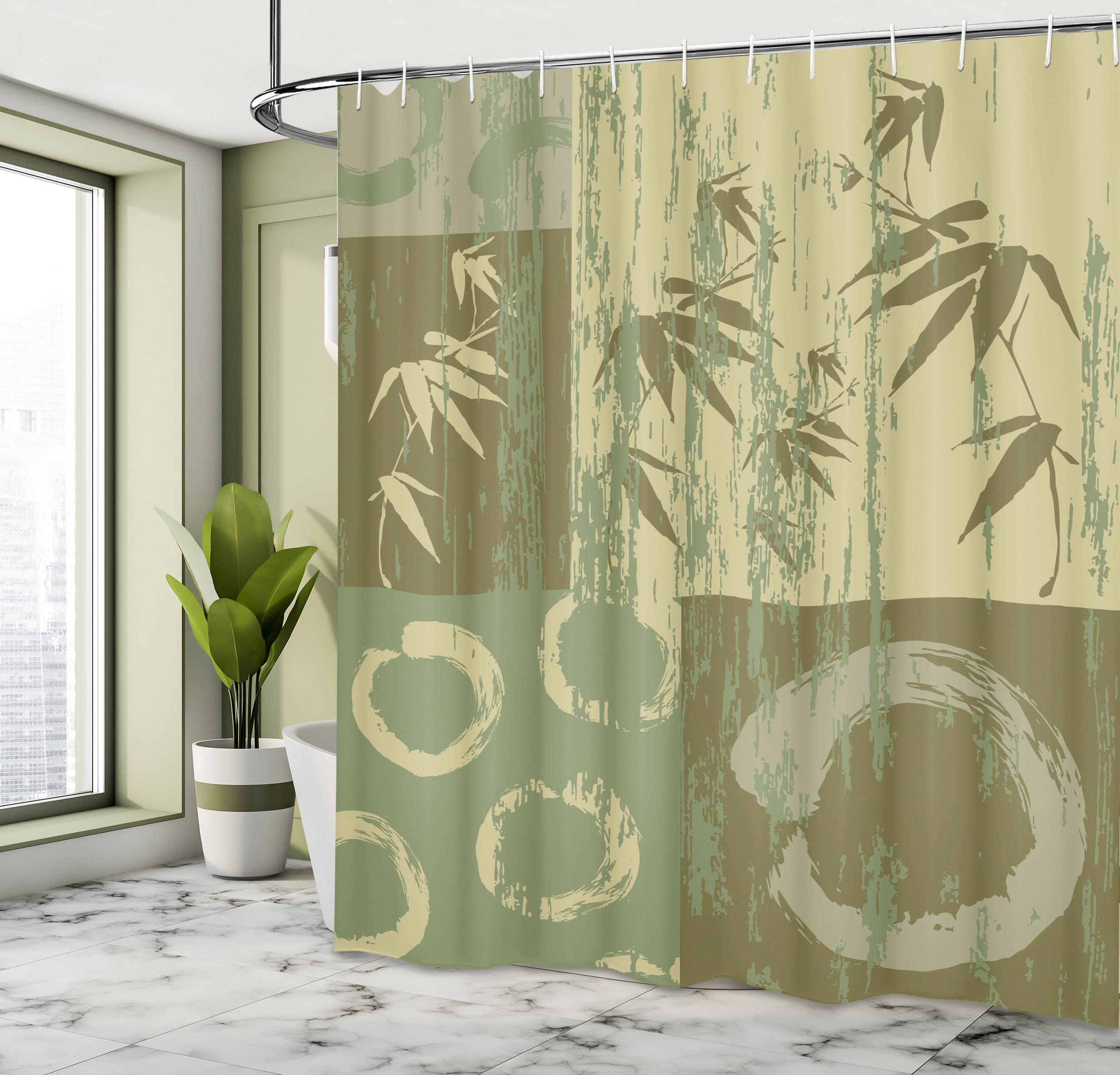 ABAKUHAUS Bamboe Douchegordijn, Exotic Tropical Bamboo, stoffen