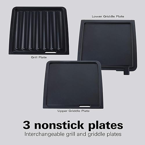 Miniatura 4 de Hamilton Beach Multiparrilla Parrilla para interior Plancha para cocinar tocino cocina 4-en-1 Negro