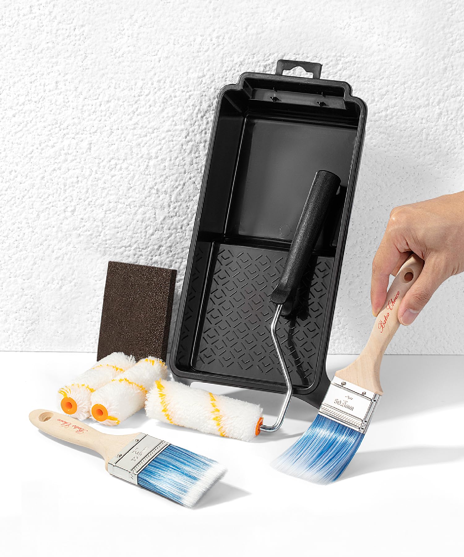Pro Grade 10-Piece Mini Paint Roller Kit – 4" Frame, 8 Roller Covers, Plastic Tray – Interior/Exterior Painting Set