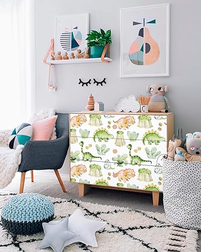 Miniatura 5 de Papel tapiz autoadhesivo de dinosaurio para niños, papel adhesivo extraíble para casillero y cajón, decoración de pared de brontosaurio,