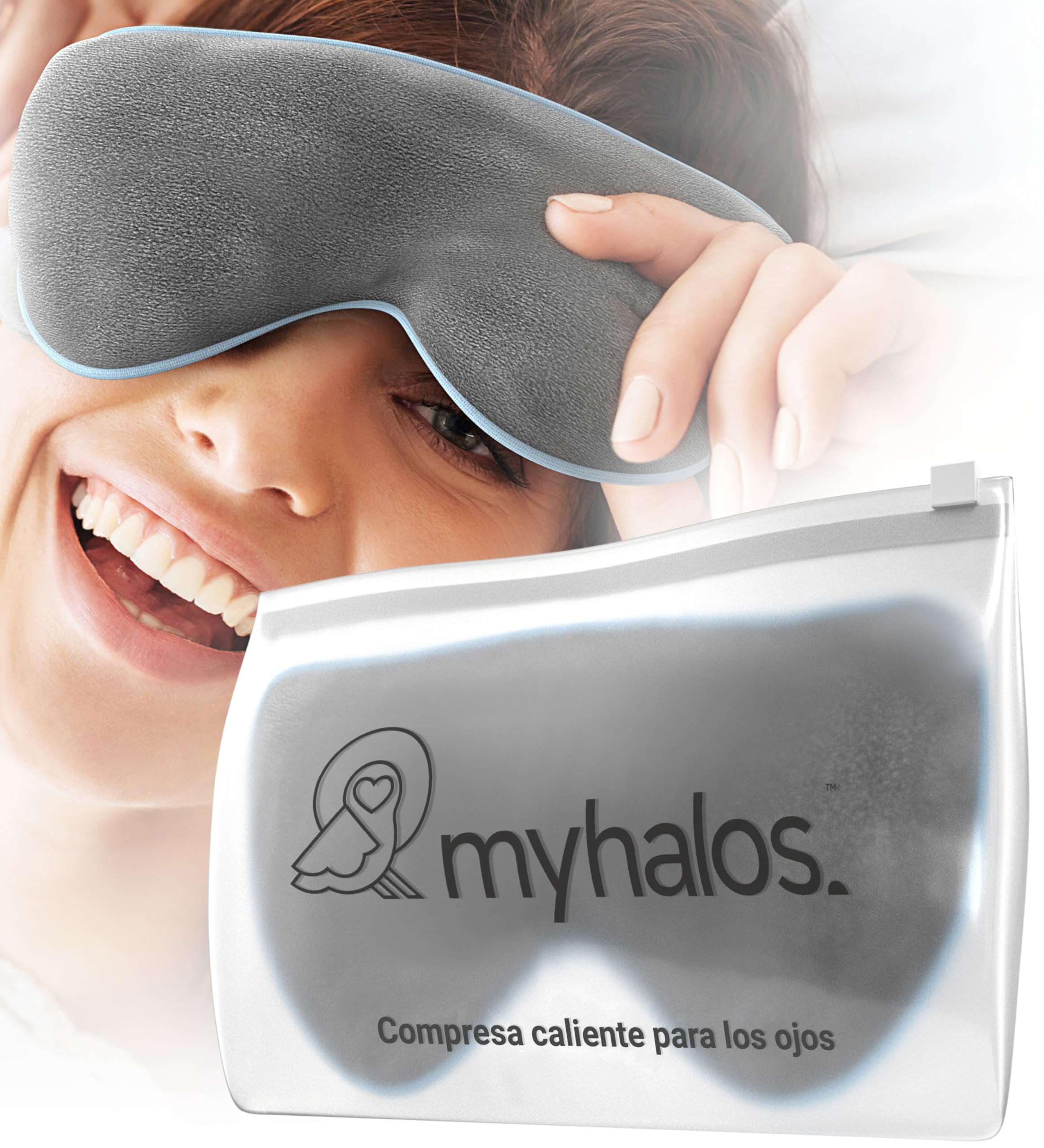 MyHalos® Antifaz Ojos Secos – Compresa Cálida para Ojos para Microondas – Antifaz Blefaritis y Orzuelos – Antifaz Calor Ojos Incluye Correa Ajustable y Funda