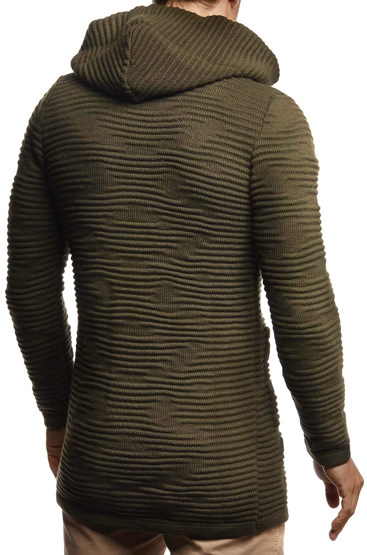 Leif Nelson Giacca Uomo in Maglia con Cappuccio Cardigan LN-5715